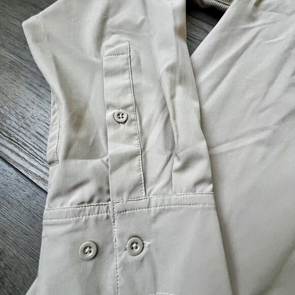 Vortex Tan Stretchy Mesh Vented Pockets Roll Up Long Sleeves Lightweight Shirt - Picture 8 of 11